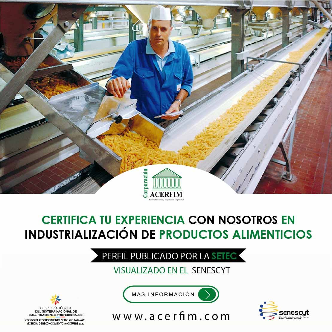 Indrustrialización de productos alimenticios