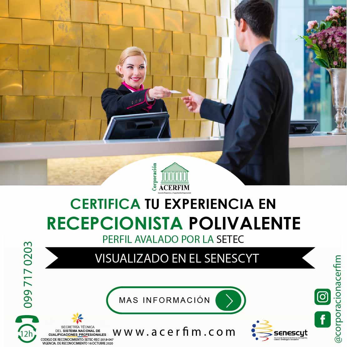 Recepcionista polivalente - NTE INEN 2 446:2008